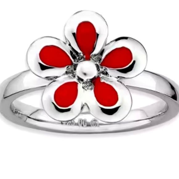 Endless Jewelry Sterling Silver Red Enamel Flower Charm - Picture 1 of 6
